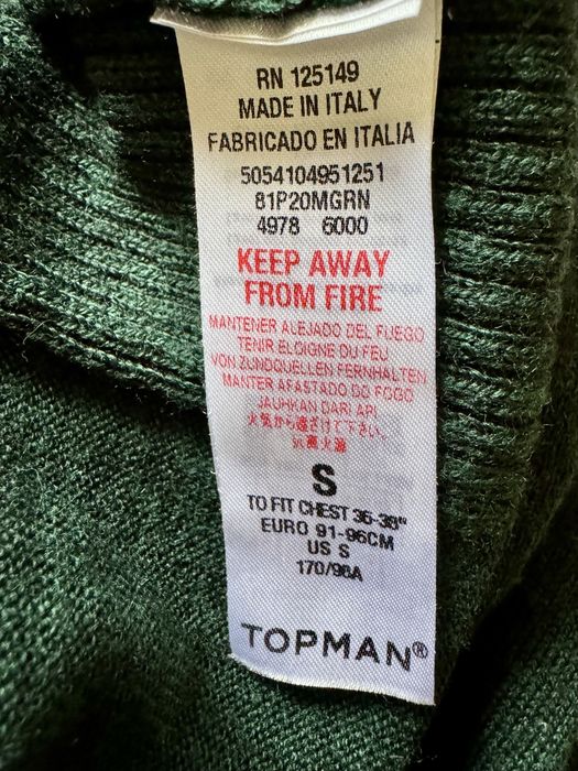 Чоловічий светр Topman з вовною мериноса зелений S