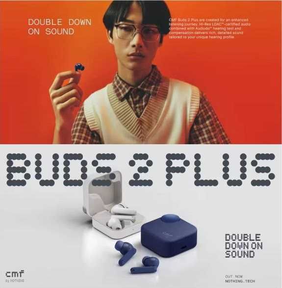 Нові бездротові TWS навушники CMF by Nothing Buds 2 Plus Light Grey