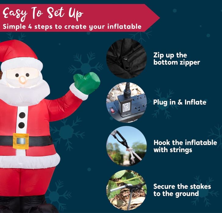Nadmuchiwany Święty Mikołaj z torbą prezentową 180cm
