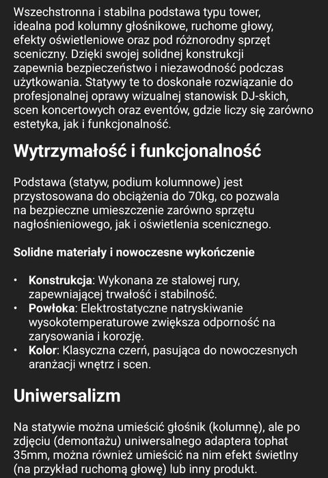 Towery pod głowy ruchome , lampy lub nagłośnienie