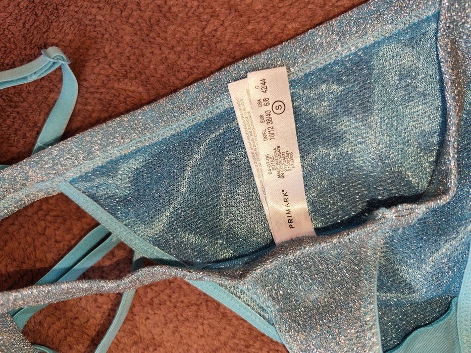 Komplet bielizny nowy turkus brokat Primark rozm. S