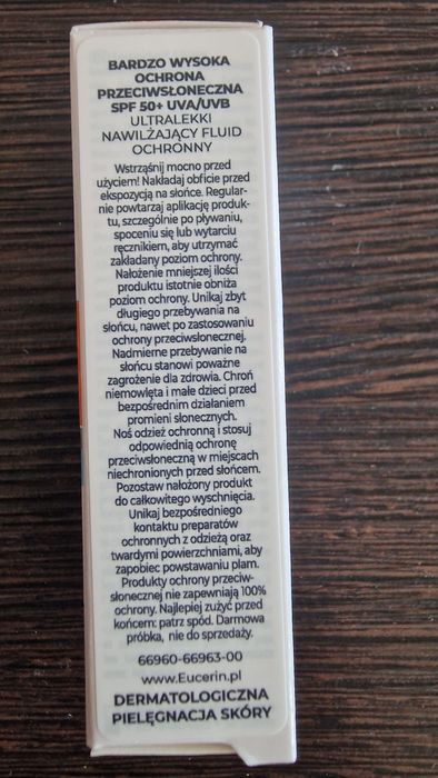 Eucerin hydro protect SPF50+, ultralekki fluid ochronny do twarzy