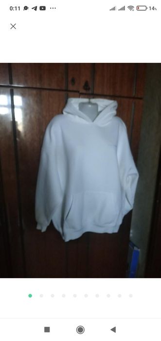 Белое худи унисекс оверсайз плюс сайз Xl/3XL