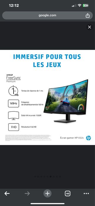 Monitor gamer curvado