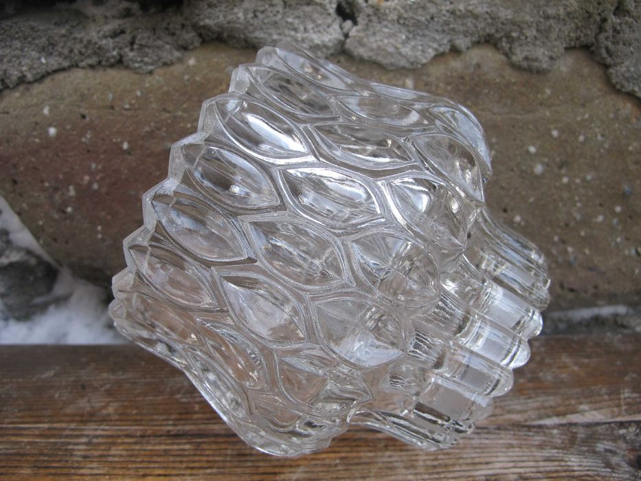 Stary szklany KRYSZTAŁOWY klosz_żyrandol_zwis_E 27