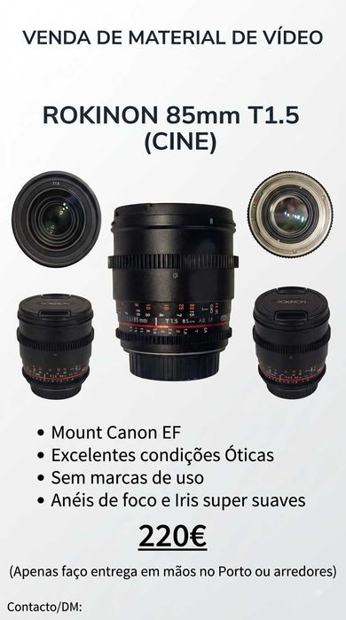 Objetiva Samyang/Rokinon 85mm T1.5 Canon EF