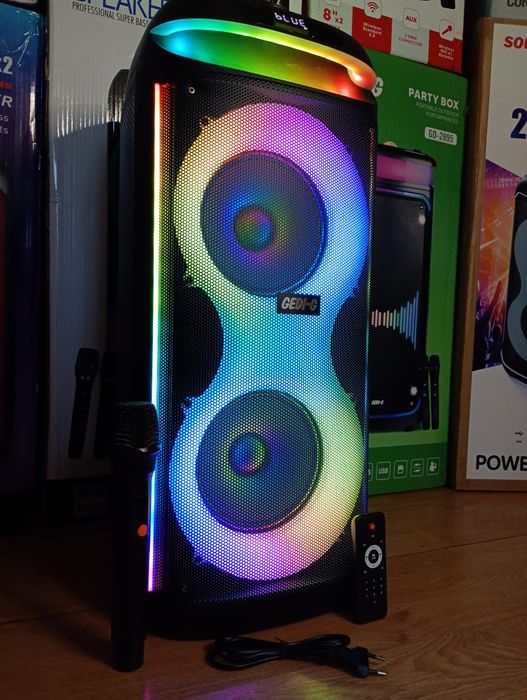 Караоке акустика GeDi-22(блютуз,USB,SD,FM)ПультДУ, 2микрофона