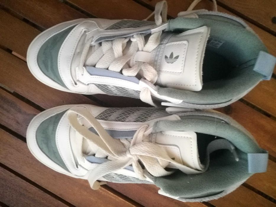 Adidas buty sportowe adidasy 39 1/2 damskie wiązane biało seledynowe