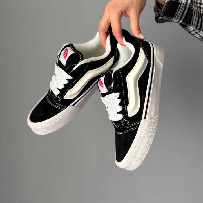 Кеди Vans Knu Skool Black White | кросівки Ванс Кну Скул чорного кольору замшеві