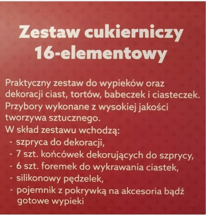 MPM Zestaw do wypieków 16 elementów, foremki, szpryca, pędzelek