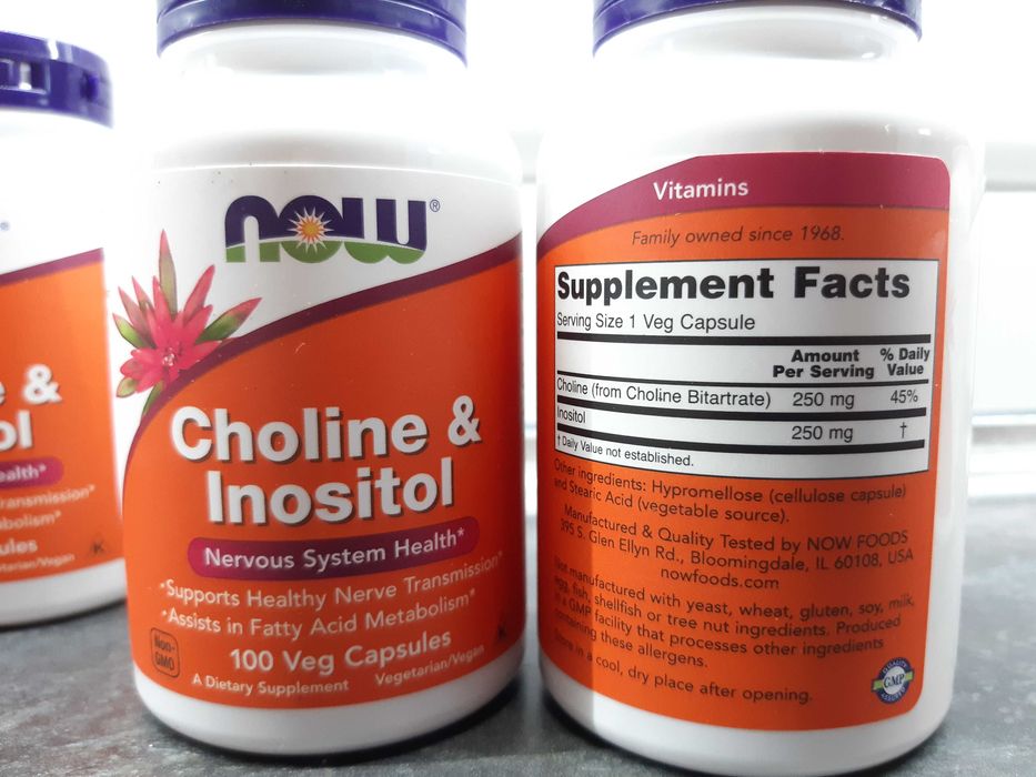 Now Foods, Choline & Inositol (100 капс.), холин инозитол