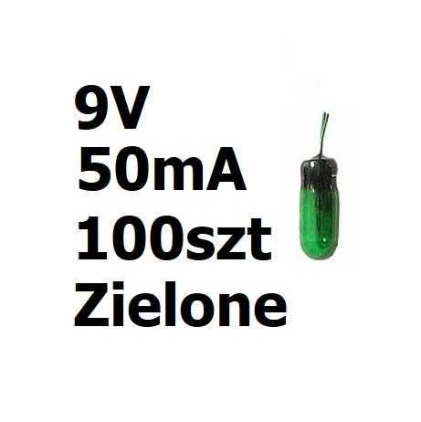 Żarówka miniaturowa zielona 3x7mm 9V 50mA 100szt