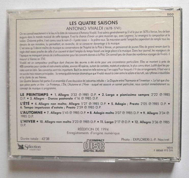 Vivaldi - Les Quarte Saisons CD