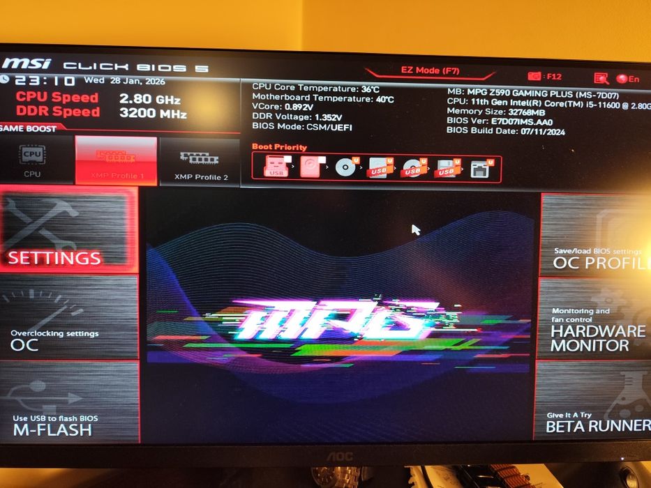 Płyta MSI Z590 gaming Plus  z procesorem i5 11600