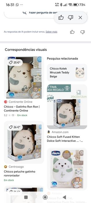 Peluche com música CHICCO como NOVO