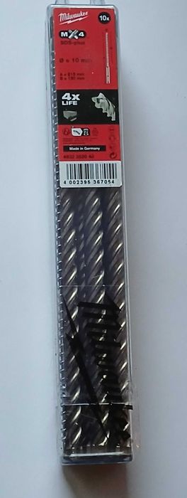 Wiertła MILWAUKEE do betonu 10mm 150/215mm SDS-PLUS MX4 10szt*nowe*org