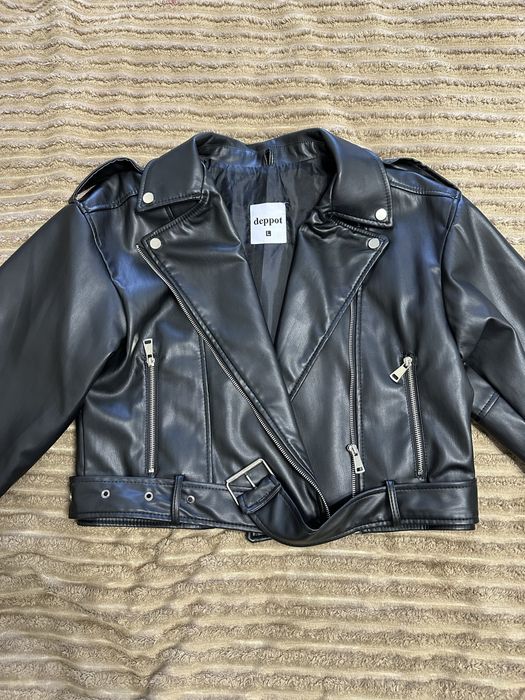 Женская черная куртка косуха размер L