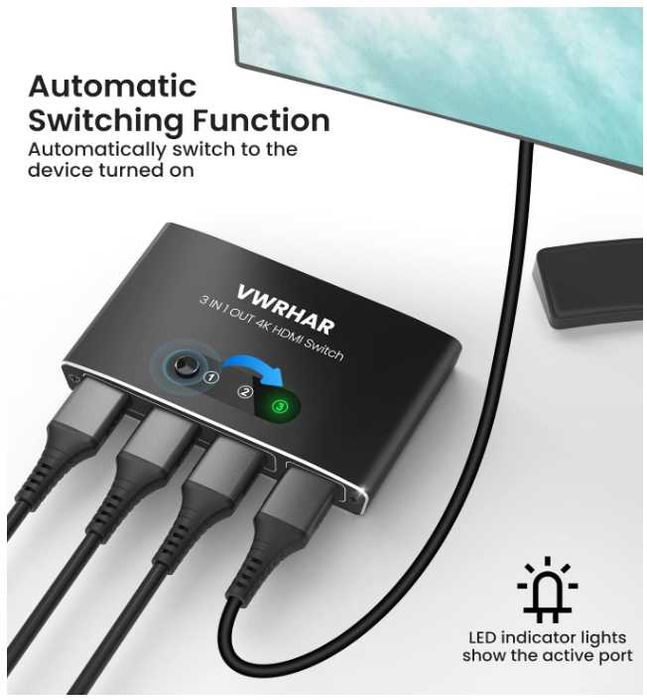 Switch HDMI 3 entradas - 4K