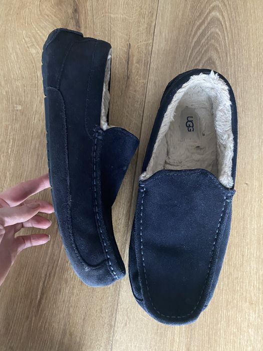 Ugg męskie buty mokasyny wkładka 29 cm wełna skóra zamszowa granatowe