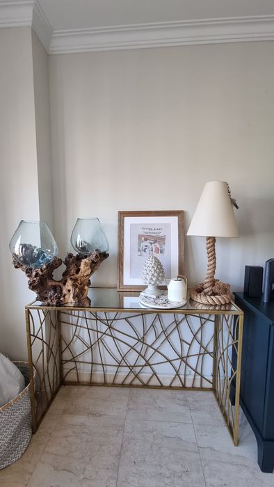 Metal sideboard with glass top