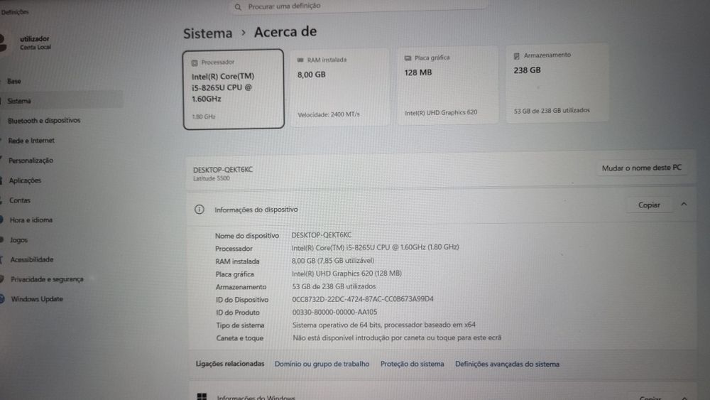 Dell latitude 5500 i5 de 8th geração