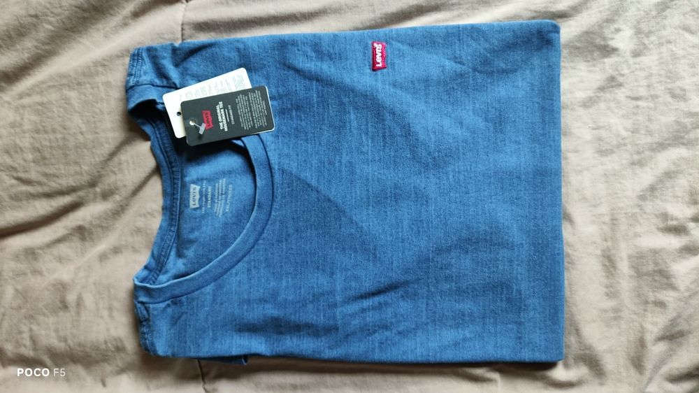 Levi's niebieski indygo t-shirt rozm XXL haftowane logo