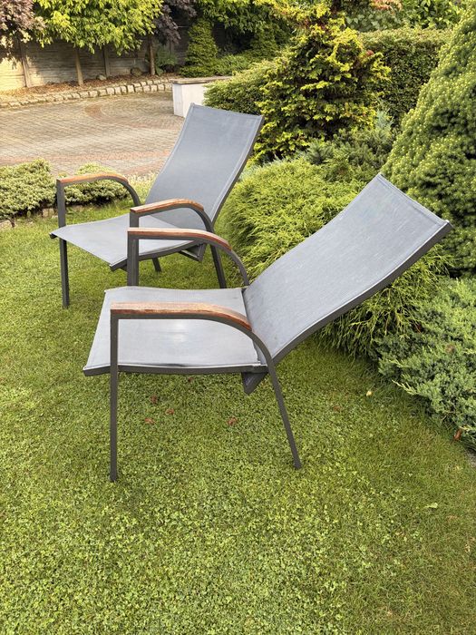 2x Krzesła/ leżaki ALICANTE ogrodowe aluminiowe antracyt