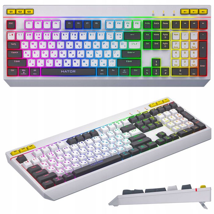 Klawiatura dla graczy HATOR Icefall biała membranowa soft RGB gamingowa NOWA