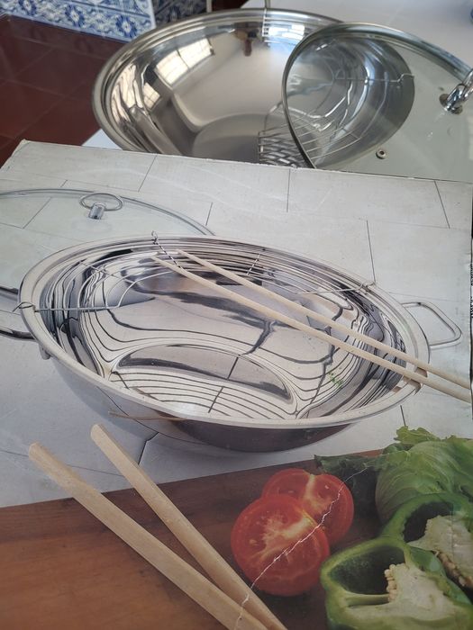 Panela wok aço inox