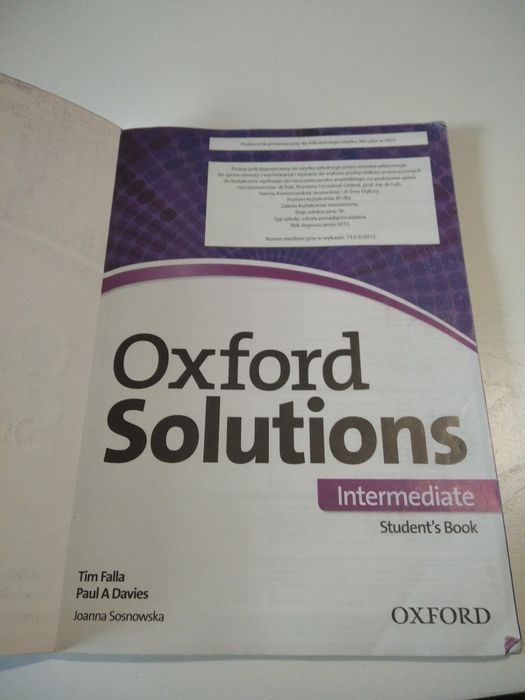 Oxford Solutions Intermediate podręcznik do nauki języka angielskiego