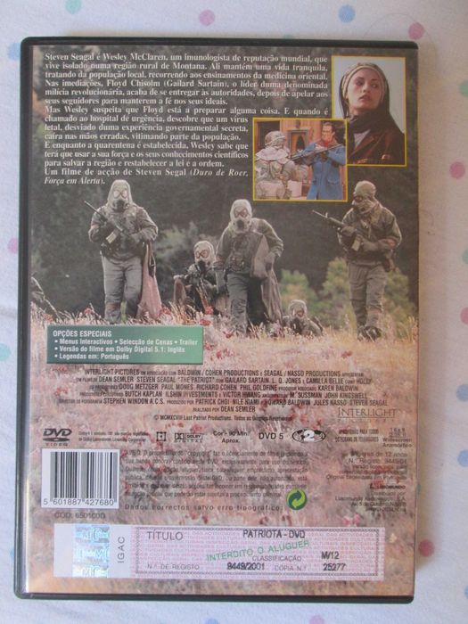 DVD Patriota, com  Steven Seagal, Gailard Sartain