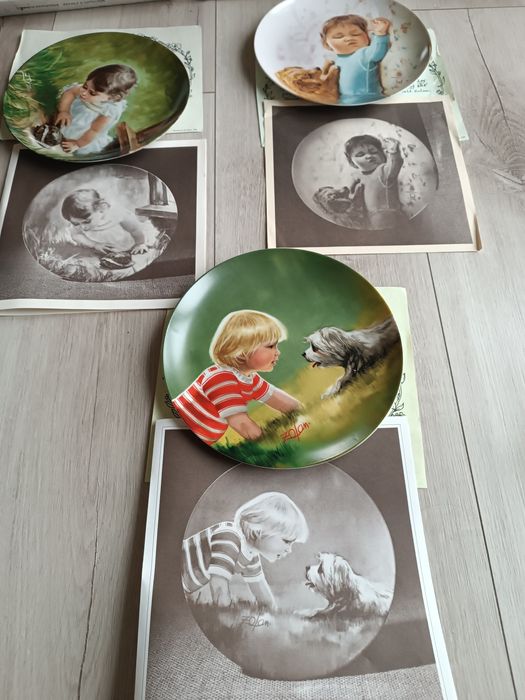 Dzieci ze zwierzętami talerze kolekcjonerskie Donald Zolan