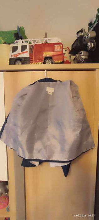 Garnitur chłopięcy na chrzest 80 cm granatowy