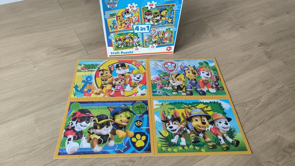 Zestaw Psi Patrol, puzzle, książka, skoczki, gra Psi Patrol, 3+, 4+