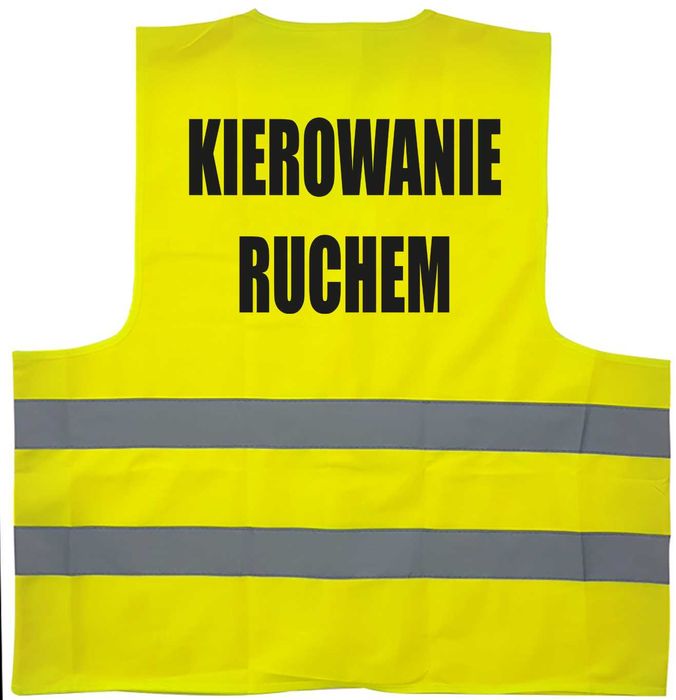 kamizelka odblaskowa, kamizelka z nadrukiem, kierowanie ruchem