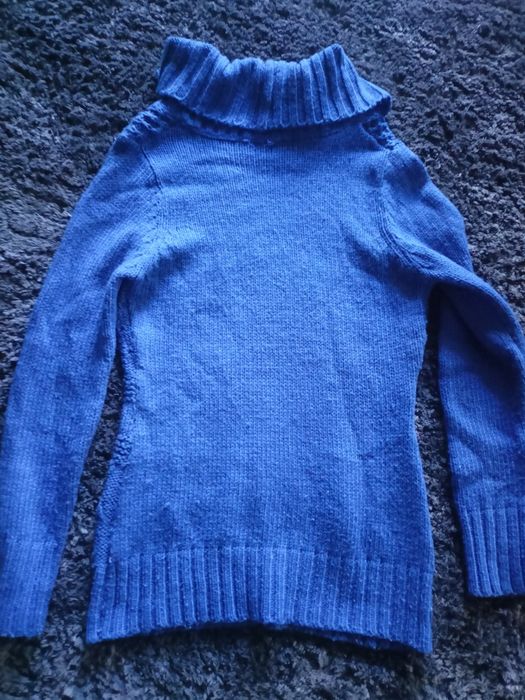 Sweter tunika ciepła granatowa 36 / 38 sweterek długi