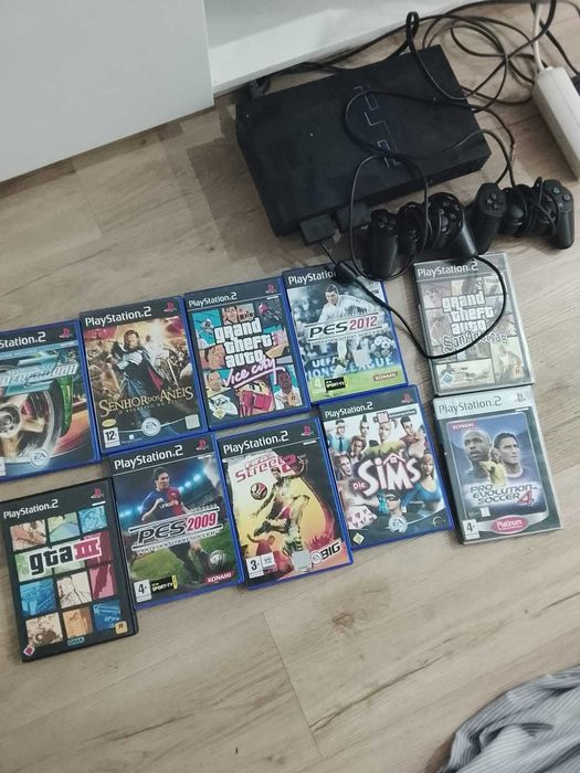 Consola, playstation 2 com jogos