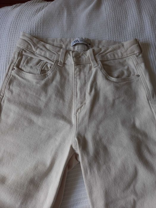Cotton Trousers, Zara, Pearl Color, Size 36 (Shipping Included)
