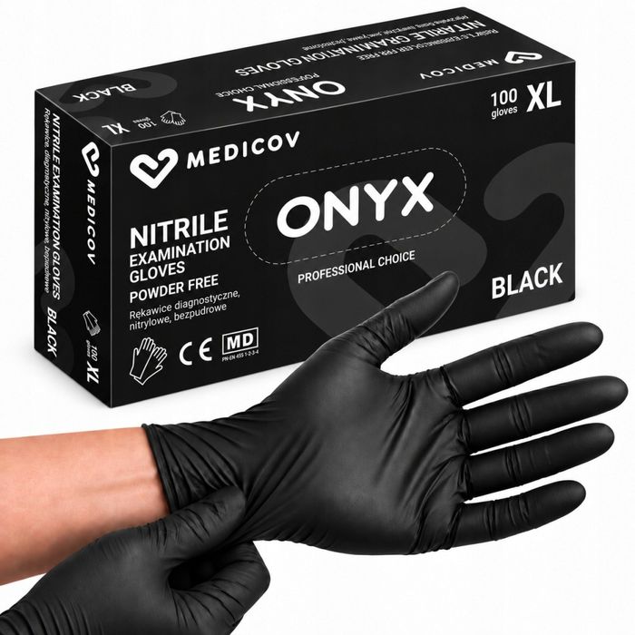 Rękawice dla mechanika  czarne  Nitrylowe  100 sztuk XL
