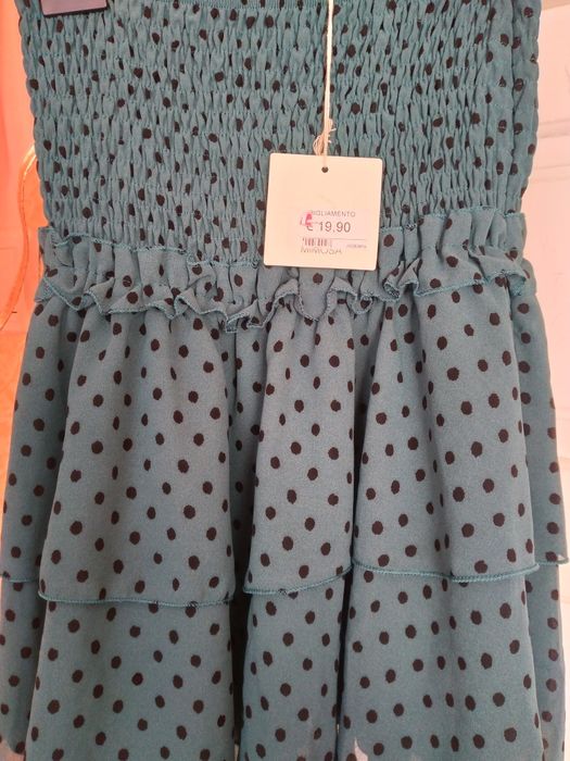 Топ зелений в чорний горошок. Новий, Італія S -M