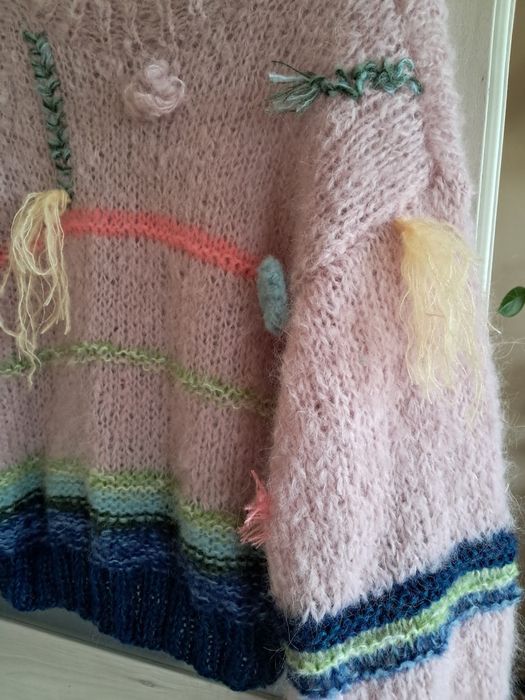 Kolorowy sweterek z Alpaki i Merino .Handmade.