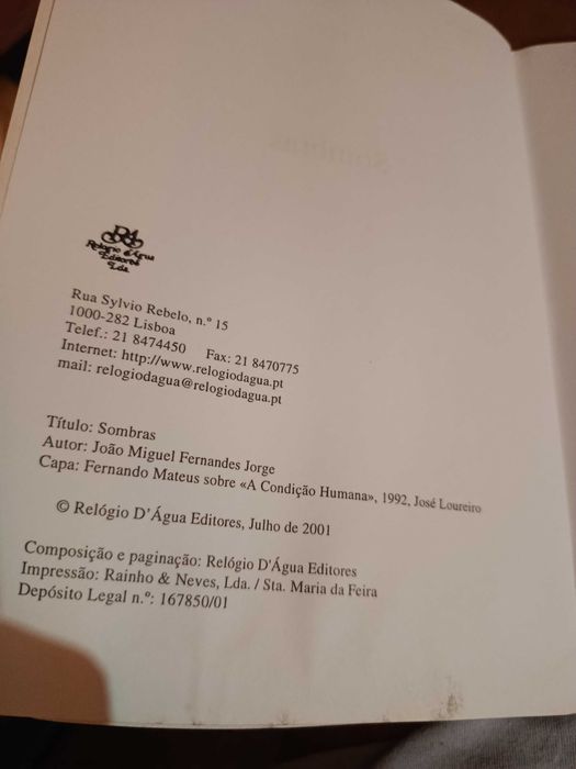 João Miguel Fernandes Jorge, Sombras