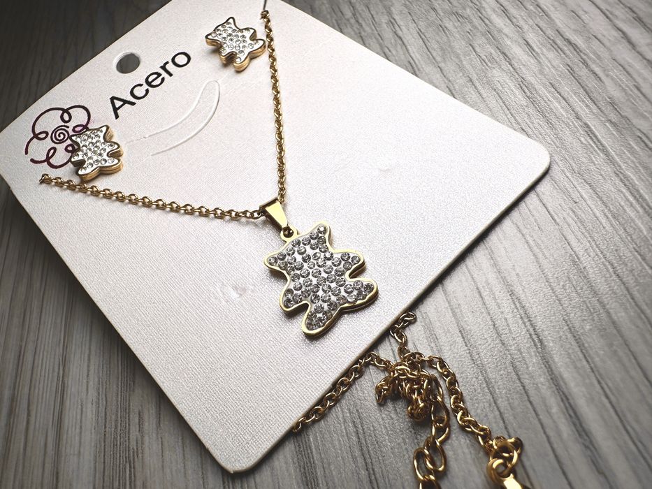 Conjunto colar + brincos aço inoxidavel - novo