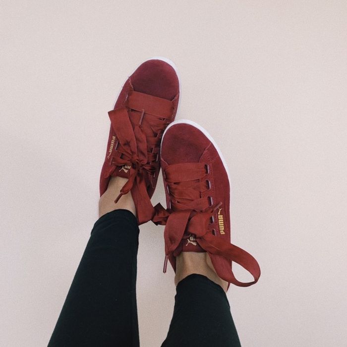 buty puma adidasy burgundowe bordowe czerwone kokardy kokardki Rihanna