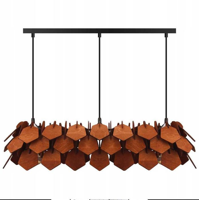 Lampa wisząca na 3 żarówki nowoczesna drewno