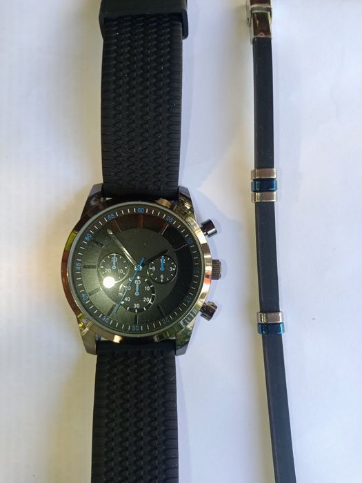 Часы браслет комплект браслет кожаный мужской