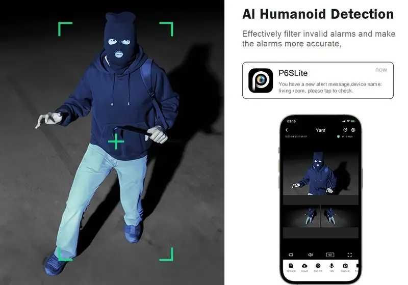 D65-Câmara de segurança IP triplo Câmara, 12MP HD, deteção movimento