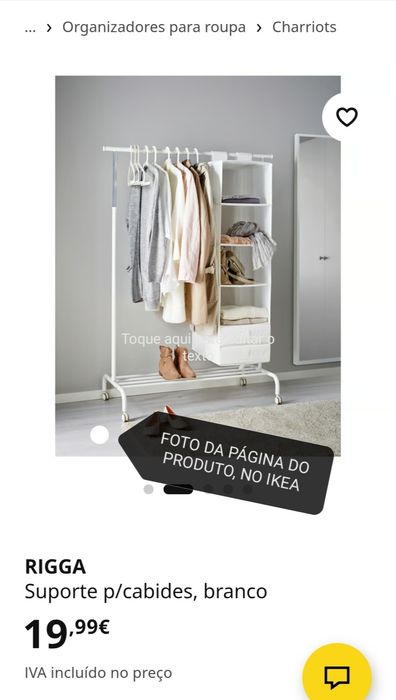 Cabideiro Charriot IKEA branco