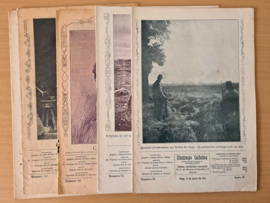 5 números da antiga revista "Ilustração Católica" de 1914 a 1918