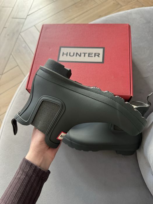 Hunter Oryginalne Kalosze Damskie Oliwkowe Botki Niskie 37